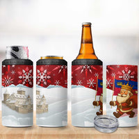 Liechtenstein Christmas 4 in 1 Can Cooler Tumbler with Santa Claus Castle Snowflakes and National Flag - Wonder Print Shop