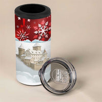 Liechtenstein Christmas 4 in 1 Can Cooler Tumbler with Santa Claus Castle Snowflakes and National Flag - Wonder Print Shop