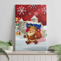 Liechtenstein Christmas Canvas Wall Art with Santa Claus Castle Snowflakes and National Flag - Wonder Print Shop