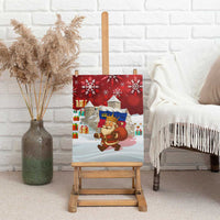 Liechtenstein Christmas Canvas Wall Art with Santa Claus Castle Snowflakes and National Flag - Wonder Print Shop