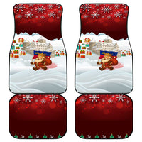 Liechtenstein Christmas Car Mats with Santa Claus Castle Snowflakes and National Flag - Wonder Print Shop