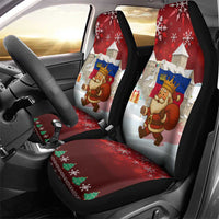 Liechtenstein Christmas Car Seat Cover with Santa Claus Castle Snowflakes and National Flag - Wonder Print Shop