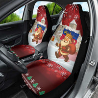 Liechtenstein Christmas Car Seat Cover with Santa Claus Castle Snowflakes and National Flag - Wonder Print Shop