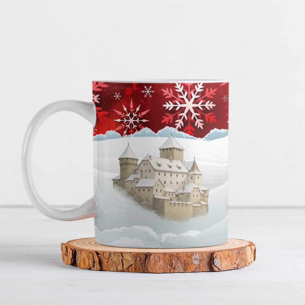 Liechtenstein Christmas Ceramic Mug with Santa Claus Castle Snowflakes and National Flag - undefined