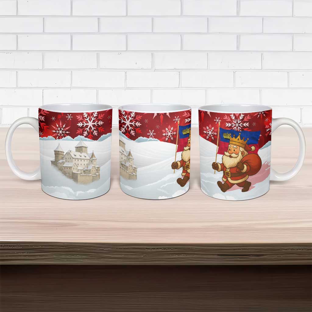 Liechtenstein Christmas Ceramic Mug with Santa Claus Castle Snowflakes and National Flag - undefined