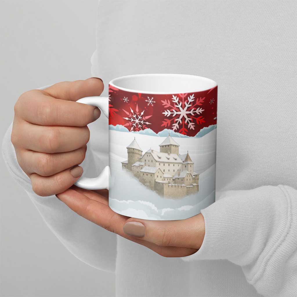 Liechtenstein Christmas Ceramic Mug with Santa Claus Castle Snowflakes and National Flag - undefined