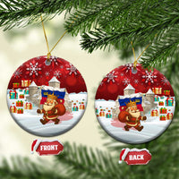 Liechtenstein Christmas Ceramic Ornament with Santa Claus Castle Snowflakes and National Flag - Wonder Print Shop