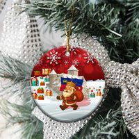 Liechtenstein Christmas Ceramic Ornament with Santa Claus Castle Snowflakes and National Flag - Wonder Print Shop