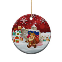 Liechtenstein Christmas Ceramic Ornament with Santa Claus Castle Snowflakes and National Flag - Wonder Print Shop