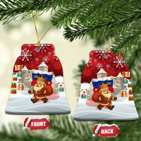 Liechtenstein Christmas Ceramic Ornament with Santa Claus Castle Snowflakes and National Flag - Wonder Print Shop