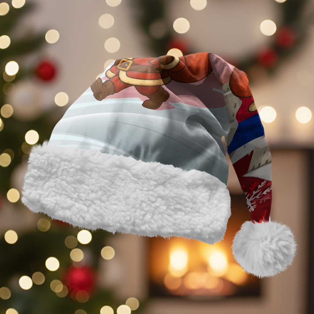 Liechtenstein Christmas Santa Hat with Santa Claus Castle Snowflakes and National Flag - Wonder Print Shop