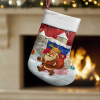Liechtenstein Christmas Stocking with Santa Claus Castle Snowflakes and National Flag - Wonder Print Shop