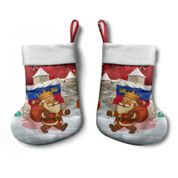 Liechtenstein Christmas Stocking with Santa Claus Castle Snowflakes and National Flag - Wonder Print Shop