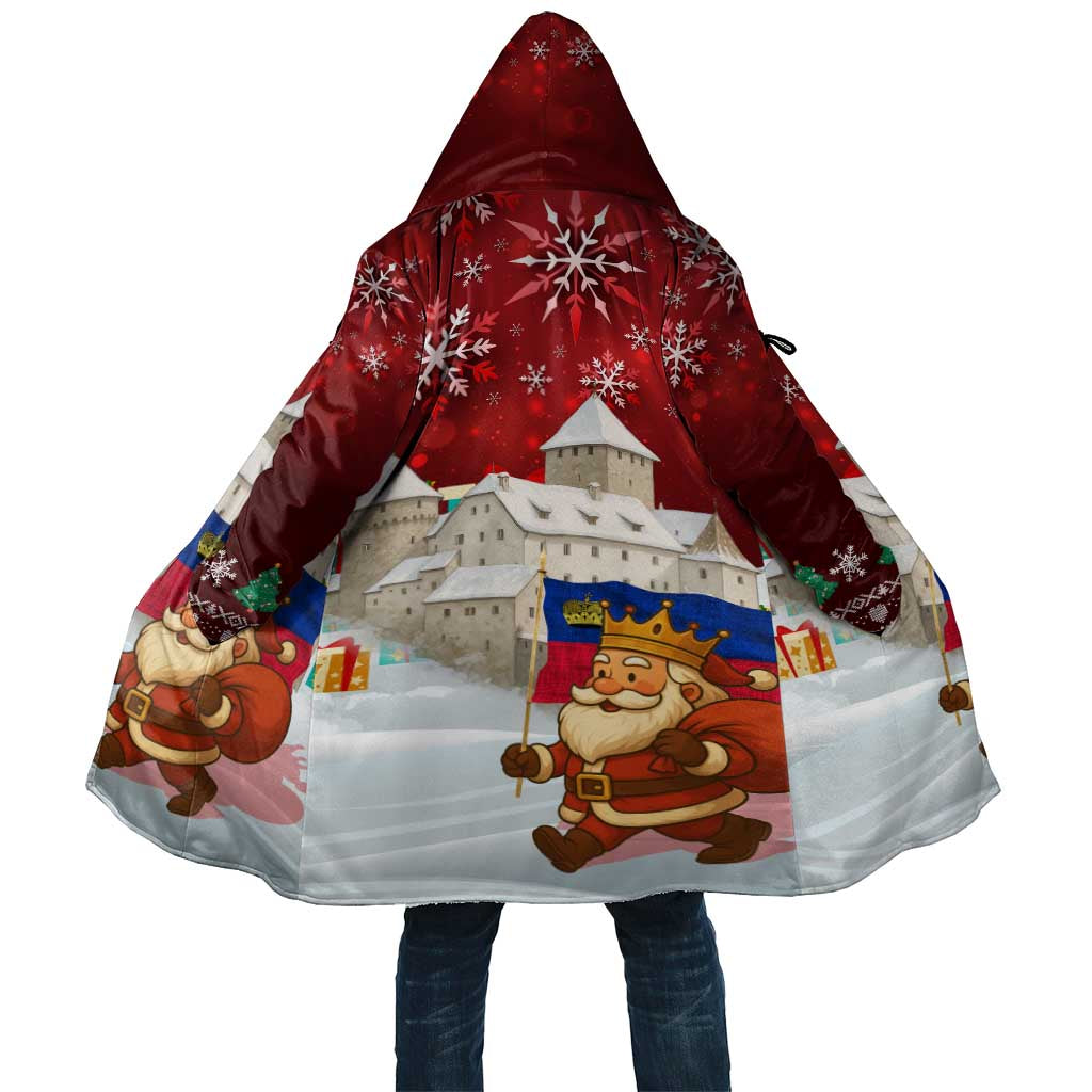 Liechtenstein Christmas Cloak with Santa Claus Castle Snowflakes and National Flag - Wonder Print Shop