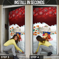 Liechtenstein Christmas Door Cover with Santa Claus Castle Snowflakes and National Flag - Wonder Print Shop