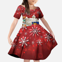 Liechtenstein Christmas Family Matching Long Sleeve Bodycon Dress and Hawaiian Shirt with Santa Claus Castle Snowflakes and National Flag - Wonder Print Shop