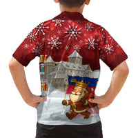 Liechtenstein Christmas Family Matching Puletasi and Hawaiian Shirt with Santa Claus Castle Snowflakes and National Flag - Wonder Print Shop