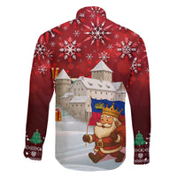 Liechtenstein Christmas Family Matching Puletasi and Hawaiian Shirt with Santa Claus Castle Snowflakes and National Flag - Wonder Print Shop