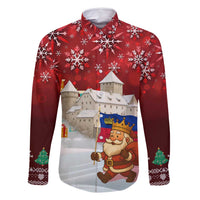 Liechtenstein Christmas Family Matching Tank Maxi Dress and Hawaiian Shirt with Santa Claus Castle Snowflakes and National Flag - Wonder Print Shop