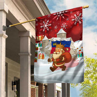 Liechtenstein Christmas Garden Flag with Santa Claus Castle Snowflakes and National Flag - Wonder Print Shop