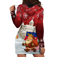 Liechtenstein Christmas Hoodie Dress with Santa Claus Castle Snowflakes and National Flag - Wonder Print Shop