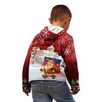 Liechtenstein Christmas Kid Hoodie with Santa Claus Castle Snowflakes and National Flag - Wonder Print Shop