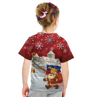 Liechtenstein Christmas Kid T Shirt with Santa Claus Castle Snowflakes and National Flag - Wonder Print Shop