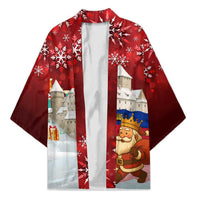 Liechtenstein Christmas Kimono with Santa Claus Castle Snowflakes and National Flag - Wonder Print Shop