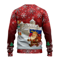 Liechtenstein Christmas Ugly Christmas Sweater with Santa Claus Castle Snowflakes and National Flag - Wonder Print Shop