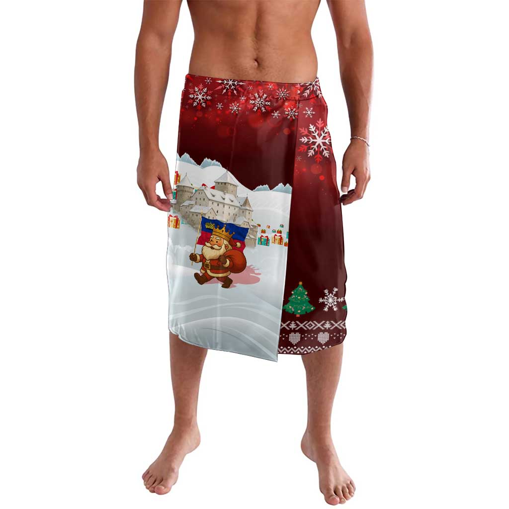 Liechtenstein Christmas Lavalava with Santa Claus Castle Snowflakes and National Flag - Wonder Print Shop