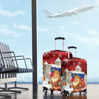 Liechtenstein Christmas Luggage Cover with Santa Claus Castle Snowflakes and National Flag - Wonder Print Shop