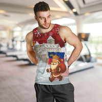Liechtenstein Christmas Men Tank Top with Santa Claus Castle Snowflakes and National Flag - Wonder Print Shop