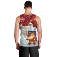 Liechtenstein Christmas Men Tank Top with Santa Claus Castle Snowflakes and National Flag - Wonder Print Shop