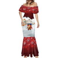 Liechtenstein Christmas Mermaid Dress with Santa Claus Castle Snowflakes and National Flag - Wonder Print Shop