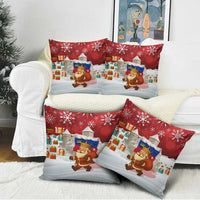 Liechtenstein Christmas Pillow Cover with Santa Claus Castle Snowflakes and National Flag - Wonder Print Shop
