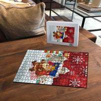Liechtenstein Christmas Puzzle with Santa Claus Castle Snowflakes and National Flag - Wonder Print Shop