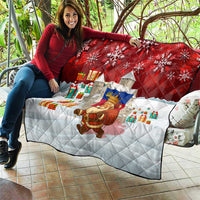 Liechtenstein Christmas Quilt with Santa Claus Castle Snowflakes and National Flag - Wonder Print Shop