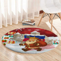 Liechtenstein Christmas Round Carpet with Santa Claus Castle Snowflakes and National Flag - Wonder Print Shop