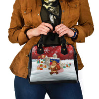 Liechtenstein Christmas Shoulder Handbag with Santa Claus Castle Snowflakes and National Flag - Wonder Print Shop