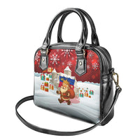 Liechtenstein Christmas Shoulder Handbag with Santa Claus Castle Snowflakes and National Flag - Wonder Print Shop
