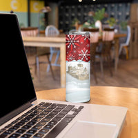 Liechtenstein Christmas Skinny Tumbler with Santa Claus Castle Snowflakes and National Flag - Wonder Print Shop