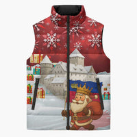 Liechtenstein Christmas Sleeveless Puffer Jacket with Santa Claus Castle Snowflakes and National Flag - Wonder Print Shop