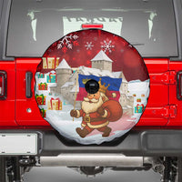 Liechtenstein Christmas Spare Tire Cover with Santa Claus Castle Snowflakes and National Flag - Wonder Print Shop