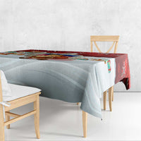 Liechtenstein Christmas Tablecloth with Santa Claus Castle Snowflakes and National Flag - Wonder Print Shop