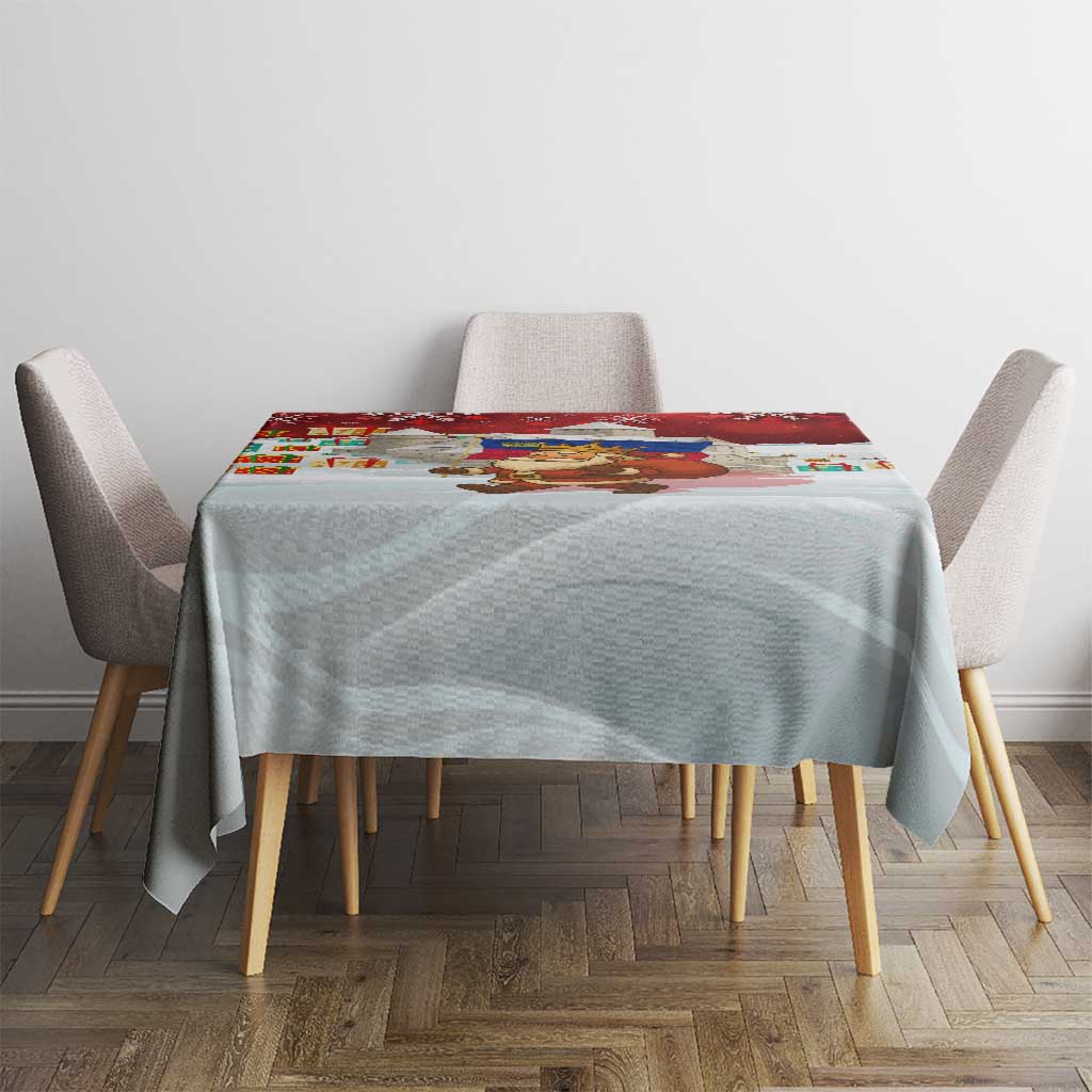 Liechtenstein Christmas Tablecloth with Santa Claus Castle Snowflakes and National Flag - Wonder Print Shop