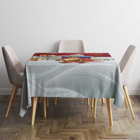 Liechtenstein Christmas Tablecloth with Santa Claus Castle Snowflakes and National Flag - Wonder Print Shop