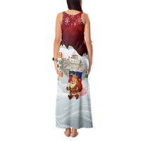 Liechtenstein Christmas Tank Maxi Dress with Santa Claus Castle Snowflakes and National Flag - Wonder Print Shop