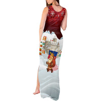 Liechtenstein Christmas Tank Maxi Dress with Santa Claus Castle Snowflakes and National Flag - Wonder Print Shop