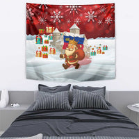 Liechtenstein Christmas Tapestry with Santa Claus Castle Snowflakes and National Flag - Wonder Print Shop