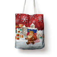 Liechtenstein Christmas Tote Bag with Santa Claus Castle Snowflakes and National Flag - Wonder Print Shop